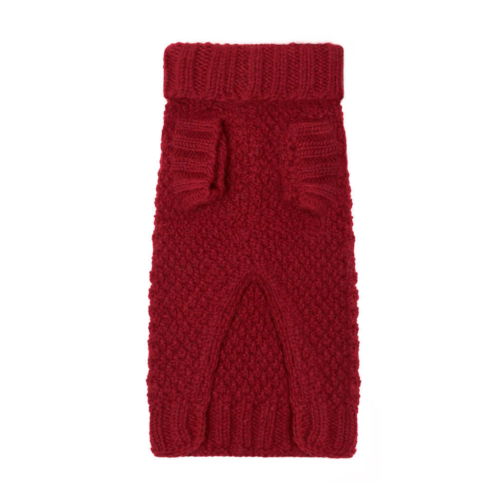 RED  REAL WOOL DOG JUMPER HAND KNITTED BY LUXURY BRITISH HERITAGE BRAND LISH
