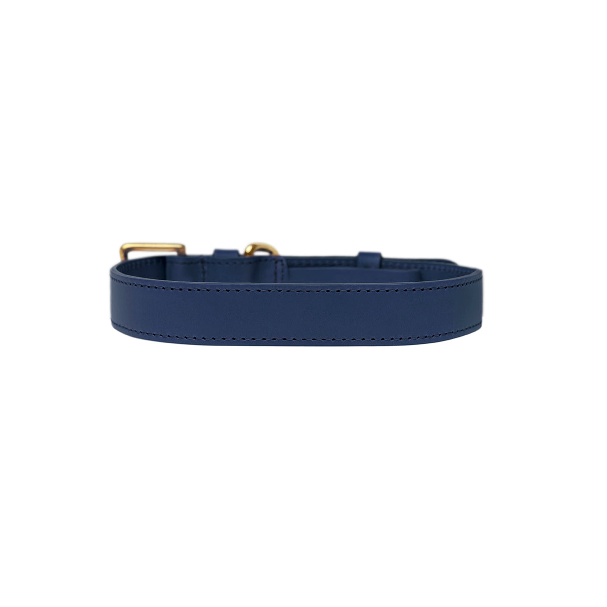 BRANNI, Small Dog Collar in Navy Leather (Made in Italy)