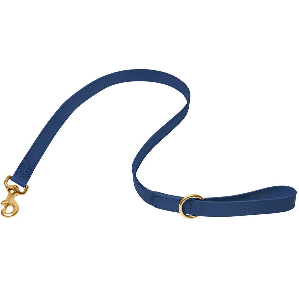 luxury navy blue designer dog lead and dog leash made in England by LISH 