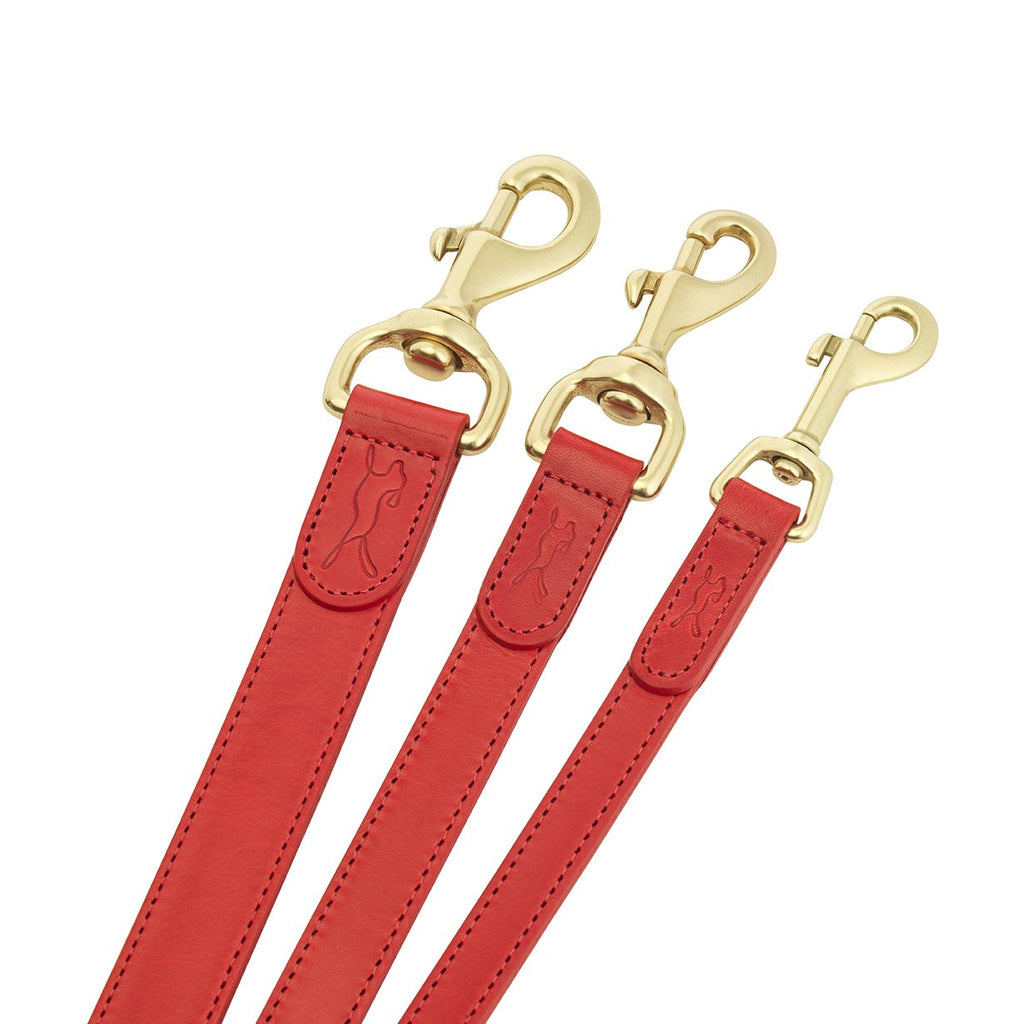 red leather designer dog lead by LISH luxury petwear