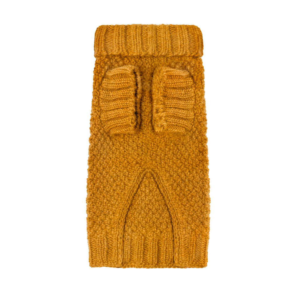 YELLOW  REAL WOOL DOG JUMPER HAND KNITTED BY LUXURY BRITISH HERITAGE BRAND LISH  