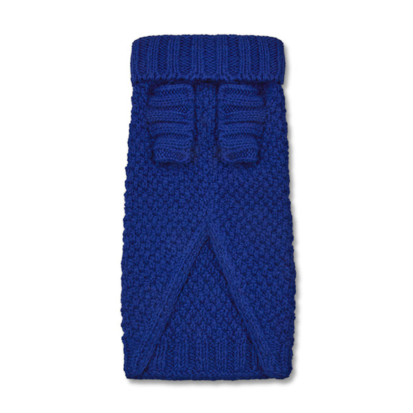 Royal blue real wool hand knitted luxury designer dog jumper by LISH London, quality blue dog sweater, eco wool, for puppies and dogs with sleeves