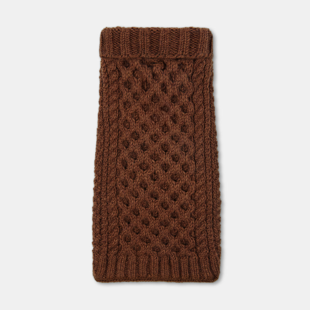 Aran real wool hand knitted brown luxury dog jumper, designer dog sweater,  by LISH luxury pet apparel dog accessory British Brand 