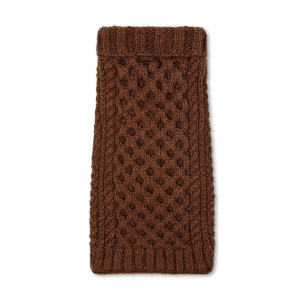 Aran real wool hand knitted brown luxury dog jumper, designer dog sweater,  by LISH luxury pet apparel dog accessory British Brand 