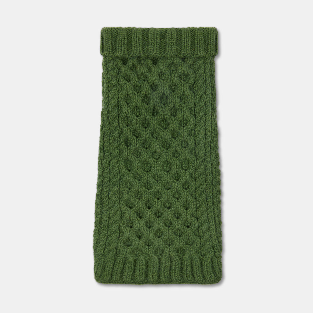 Aran real wool hand knitted green luxury dog jumper, designer dog sweater,  by LISH luxury pet apparel dog accessory British Brand 