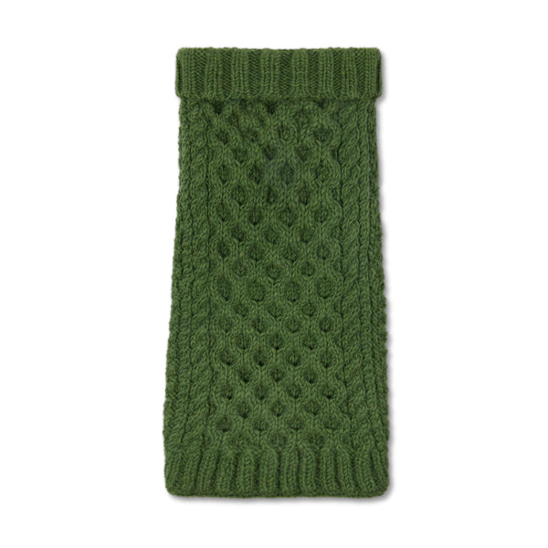 Aran real wool hand knitted green luxury dog jumper, designer dog sweater,  by LISH luxury pet apparel dog accessory British Brand 