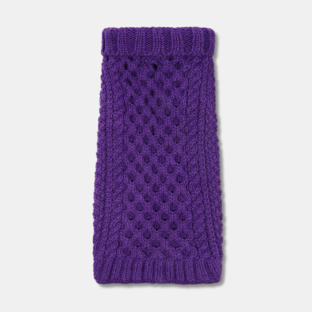 Aran real wool hand knitted purple luxury dog jumper, designer dog sweater,  by LISH luxury pet apparel dog accessory British Brand 