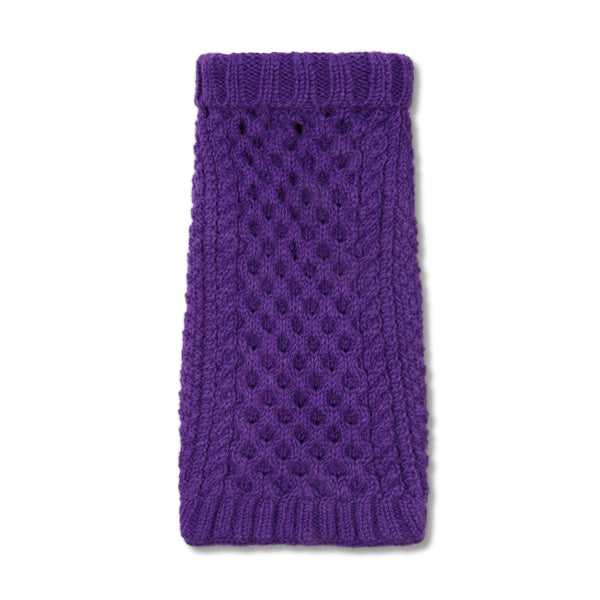 Aran real wool hand knitted purple luxury dog jumper, designer dog sweater,  by LISH luxury pet apparel dog accessory British Brand 