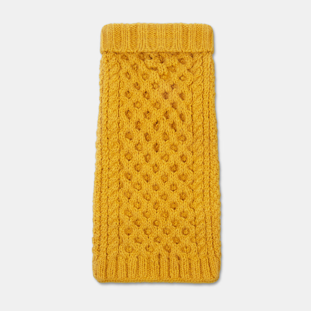 Aran real wool hand knitted yellow luxury dog jumper, designer dog sweater,  by LISH luxury pet apparel dog accessory British Brand 