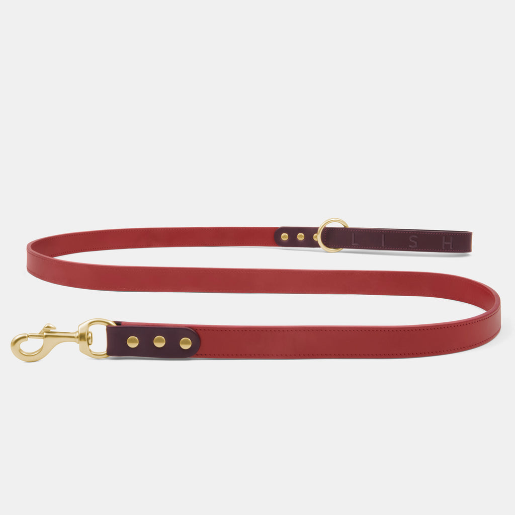 Spencer Pomegranate Red Luxury Leather Designer Dog Lead