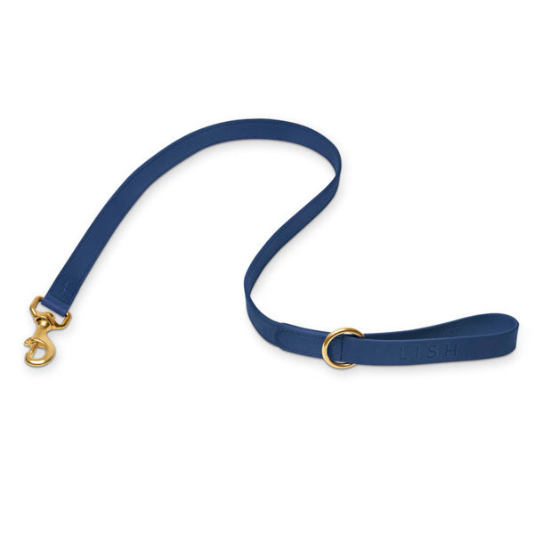 luxury navy blue designer dog lead and dog leash made in England by LISH