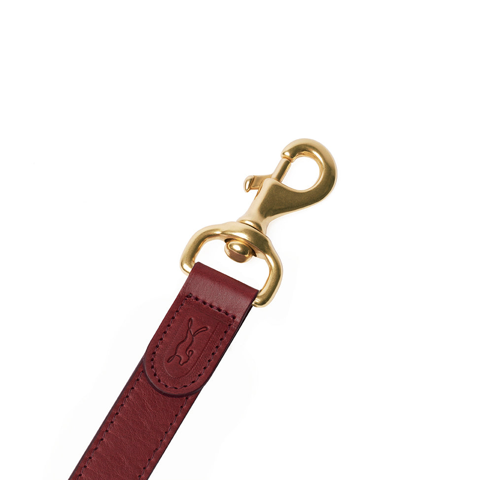 MAPLE RED LUXURY DESIGNER DOG LEAD AND DOG LEASH MADE IN ENGLAND FROM ITALIAN LEATHER