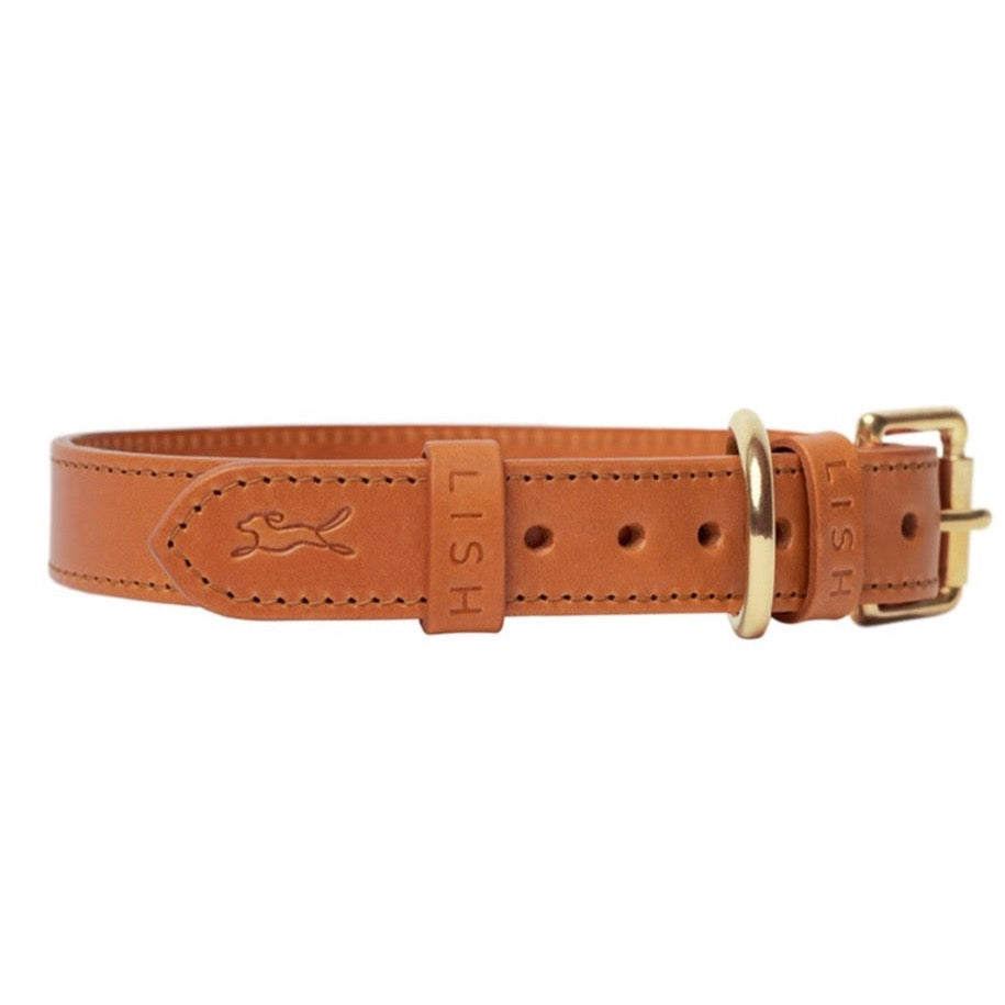 CAMEL BROWN LUXURY DESIGNER DOG COLLAR MADE IN ENGLAND FROM ITALIAN LEATHER