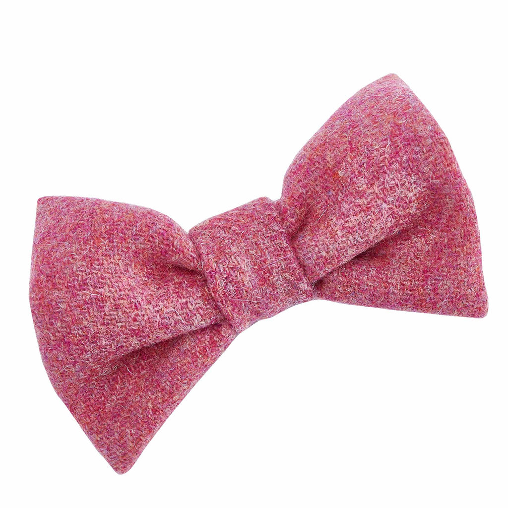 SUSTAINABLE ROSE PINK DOG BOW TIE HANDCRAFTED IN ENGLAND BY LISH LONDON DESIGNER PET ACCESSORY BRAND