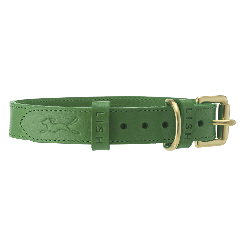 Coopers Avocado Green Designer Luxury Leather Dog Collar
