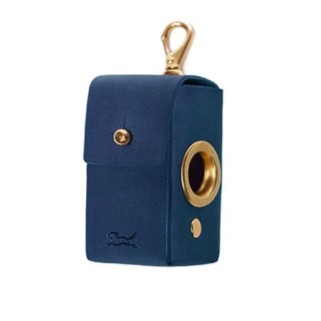 Coopers Navy Blue Luxury Leather Poop Bag Dispenser LISH