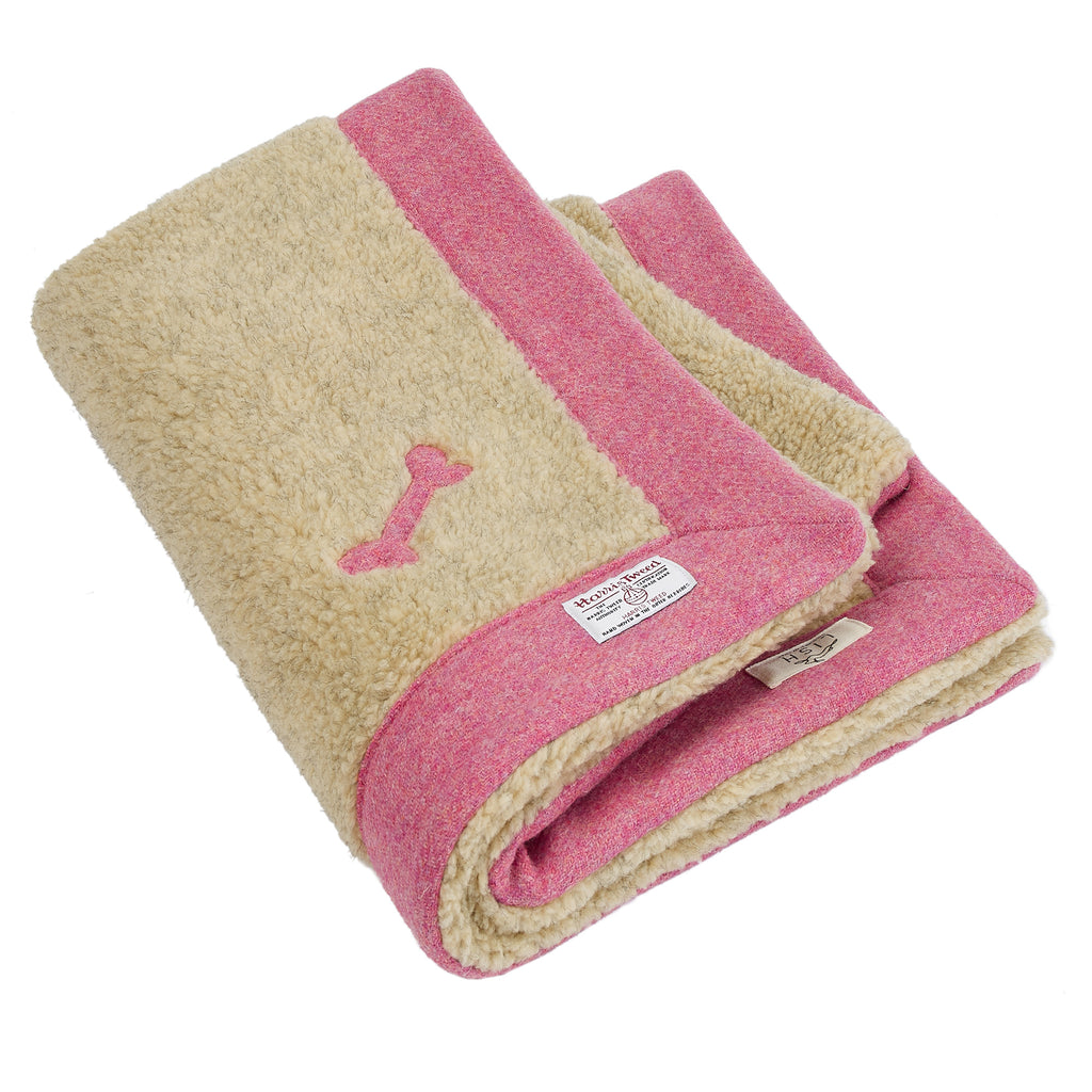 rose pink harris tweed luxury sustainable dog blanket by LISH luxury petwear
