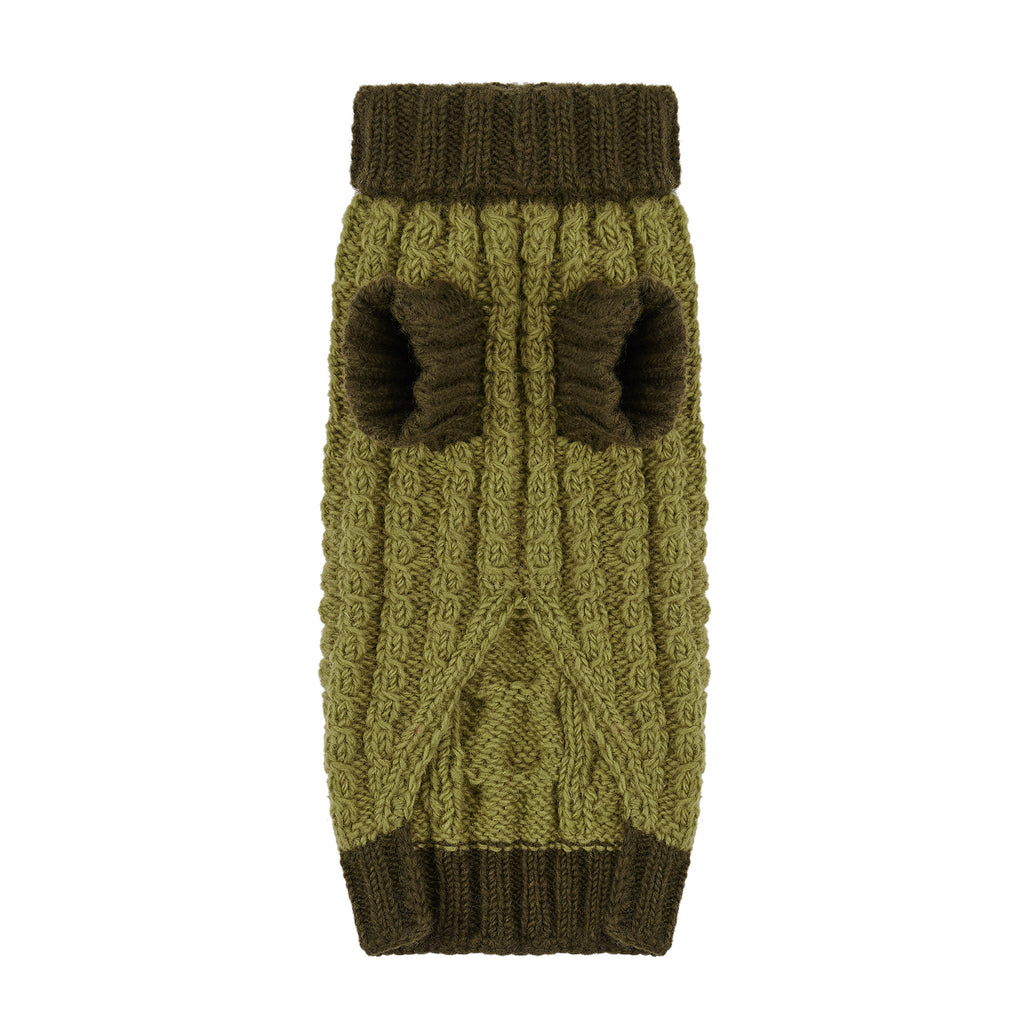 Wilmot Pistachio & Basil Green Cable Designer Dog Jumper - LISH Dog Luxury Fashion and Accessories