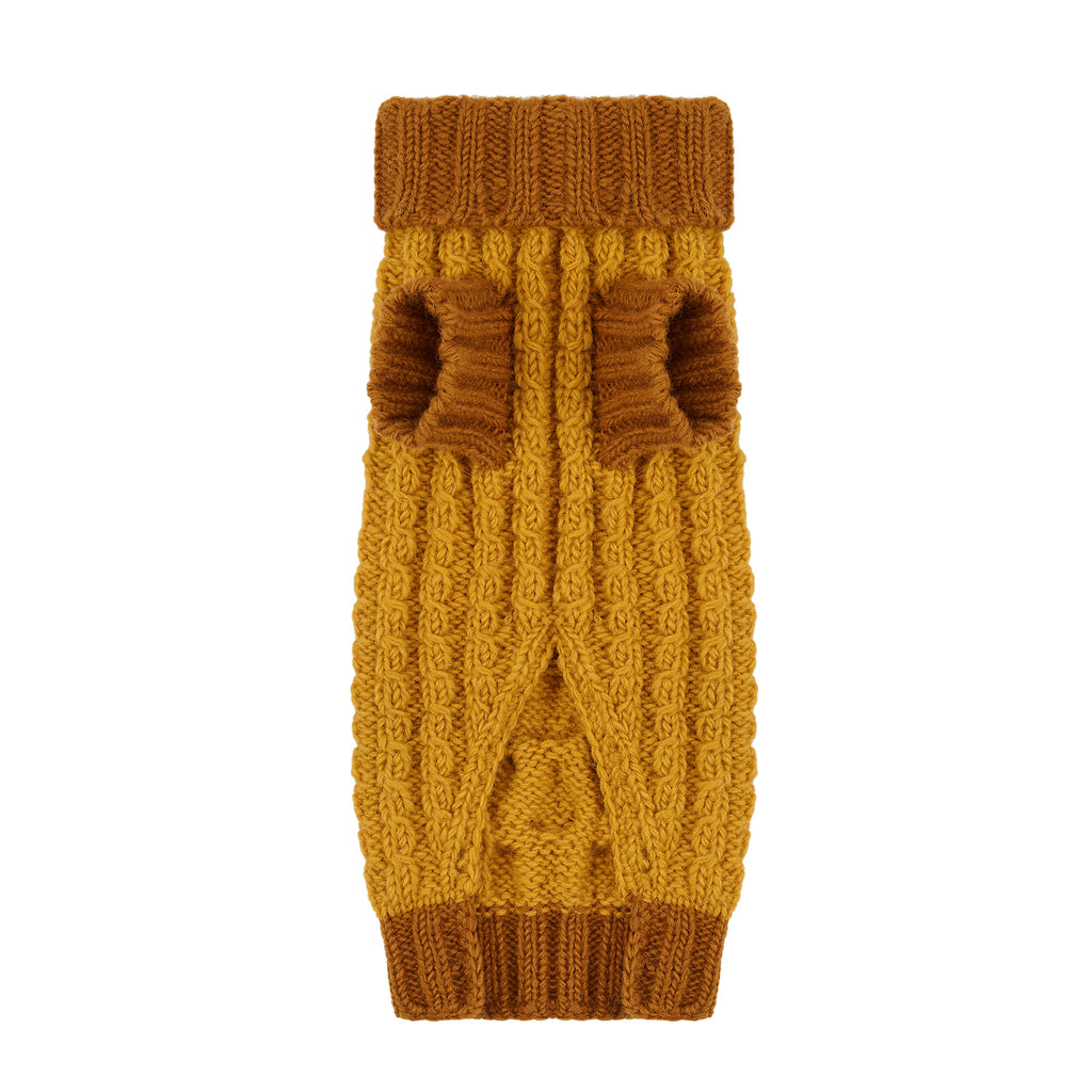 Wilmot Mustard Yellow Cable Designer Dog Jumper - LISH Dog Luxury Fashion and Accessories