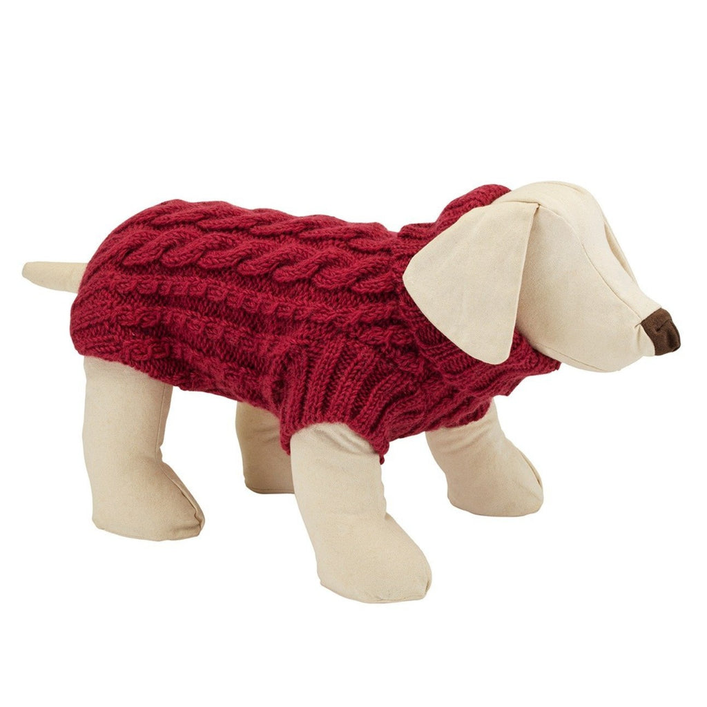Pink cable wool designer dog jumper by LISH luxury petwear