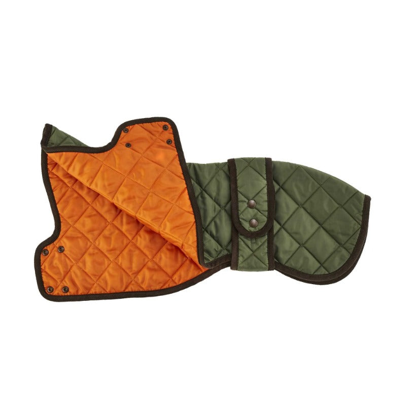 quilted green whippet designer dog coat by LISH London luxury petwear
